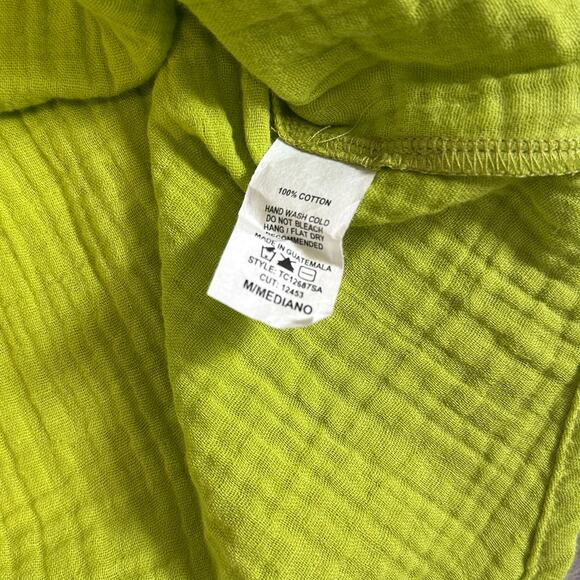 Ces Femme Ruffle Sleeve Cotton Gauze Top Womens M Bright Lime Textured Muslin - Picture 5 of 5